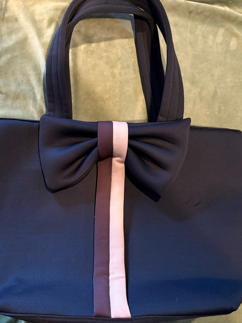 Stella & Dot Navy Crush it Bow Tote with Brown and Blush Bow Accent